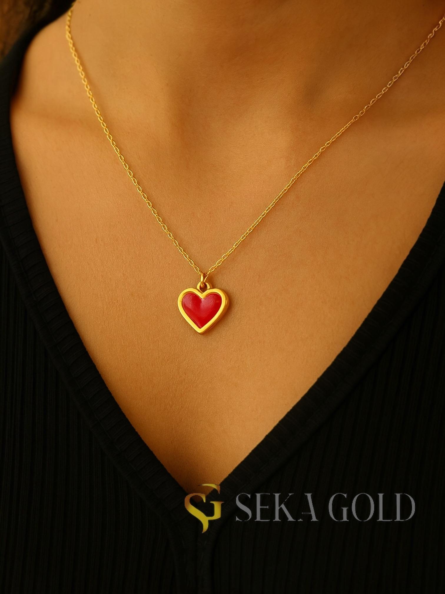 Kırmızı Kalp Kolye – 925 Ayar Gümüş