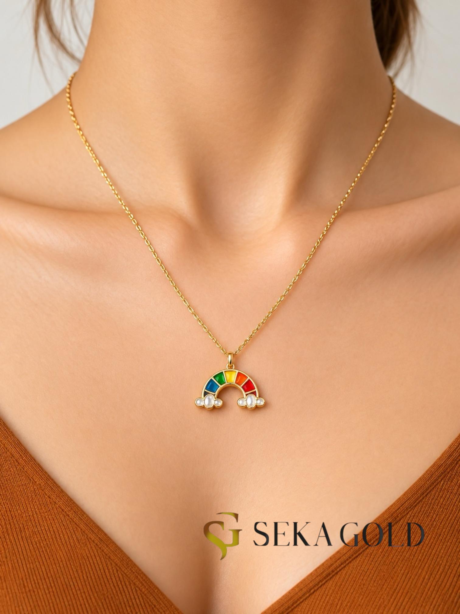 🌈Gökkuşağı Kolyesi  – 925 Ayar Gümüş