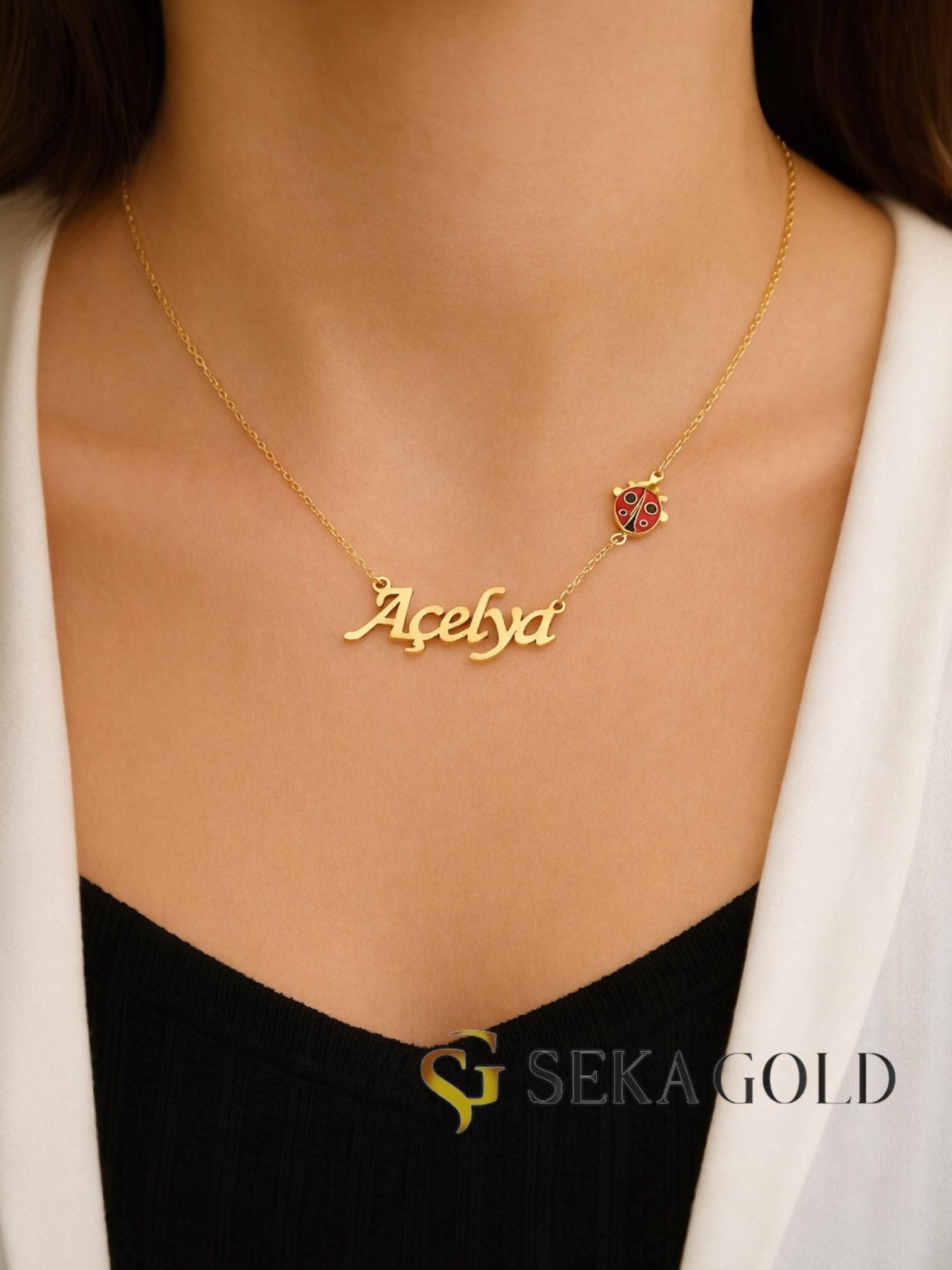 Uğur Böceği İsim Kolye – 925 Ayar Gümüş